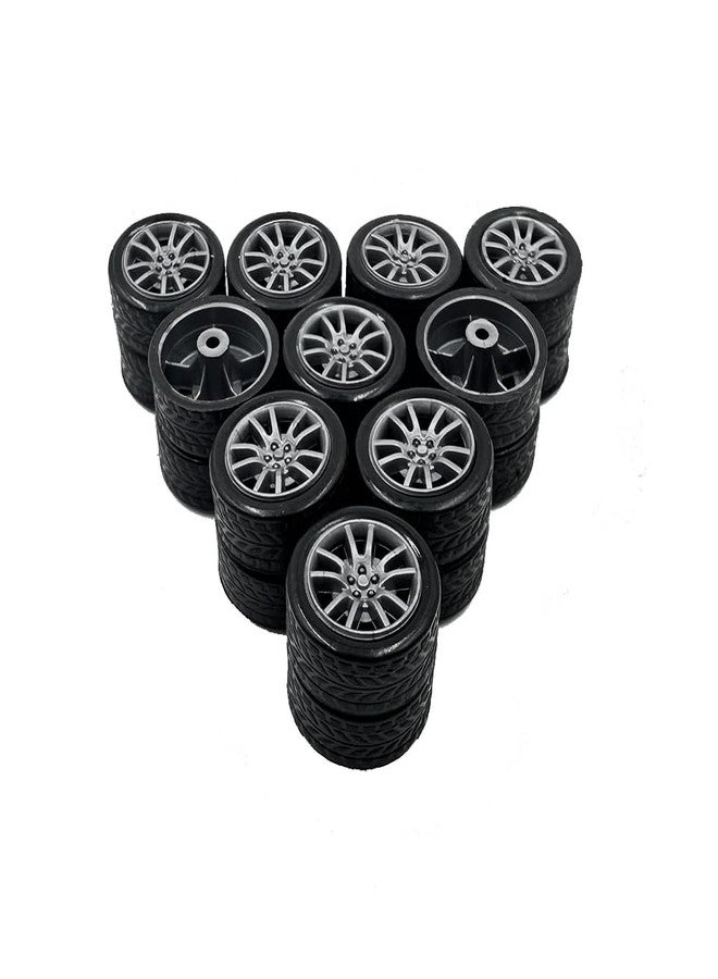 URIMPAVIDO 20PCS Small Toy Car Wheel 16mm Model Car Mini Rubber Tire Wheels with 10PCS Shaft Round Rod Axles for DIY Model Toy RC Car Truck Robot Building Accessories (Silver 2x16mm) - Image 5
